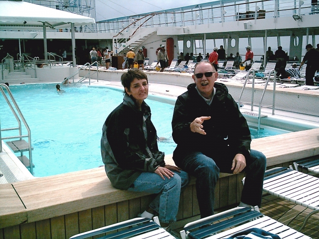 Linda Lance Mobley and husband Mike on the Invaders cruise. Linda was the bands biggest fan.