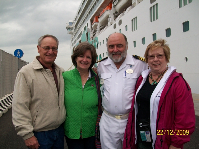 Chris and Charolett Brown with Mike and Jeannell Charman, docked in Civitavecchia, Italy.